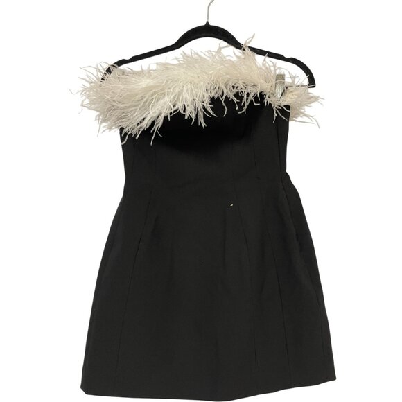 Zara Womens Mini Dress S Small Black Feather Party Cocktail Evening 4772/226 NWT - Picture 2 of 16
